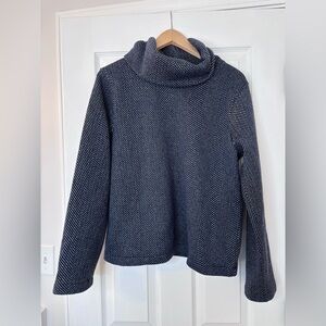 J. Crew Dark Blue Herringbone Turtleneck Sweater